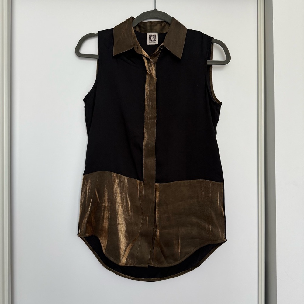 Black and Gold Sleeveless Women's Shirt